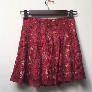 Red lace skirt